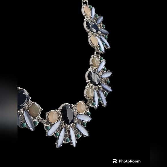 Loft necklace. dark blue, light blue, cz, opal, and turquoise colored st… - Picture 8 of 10